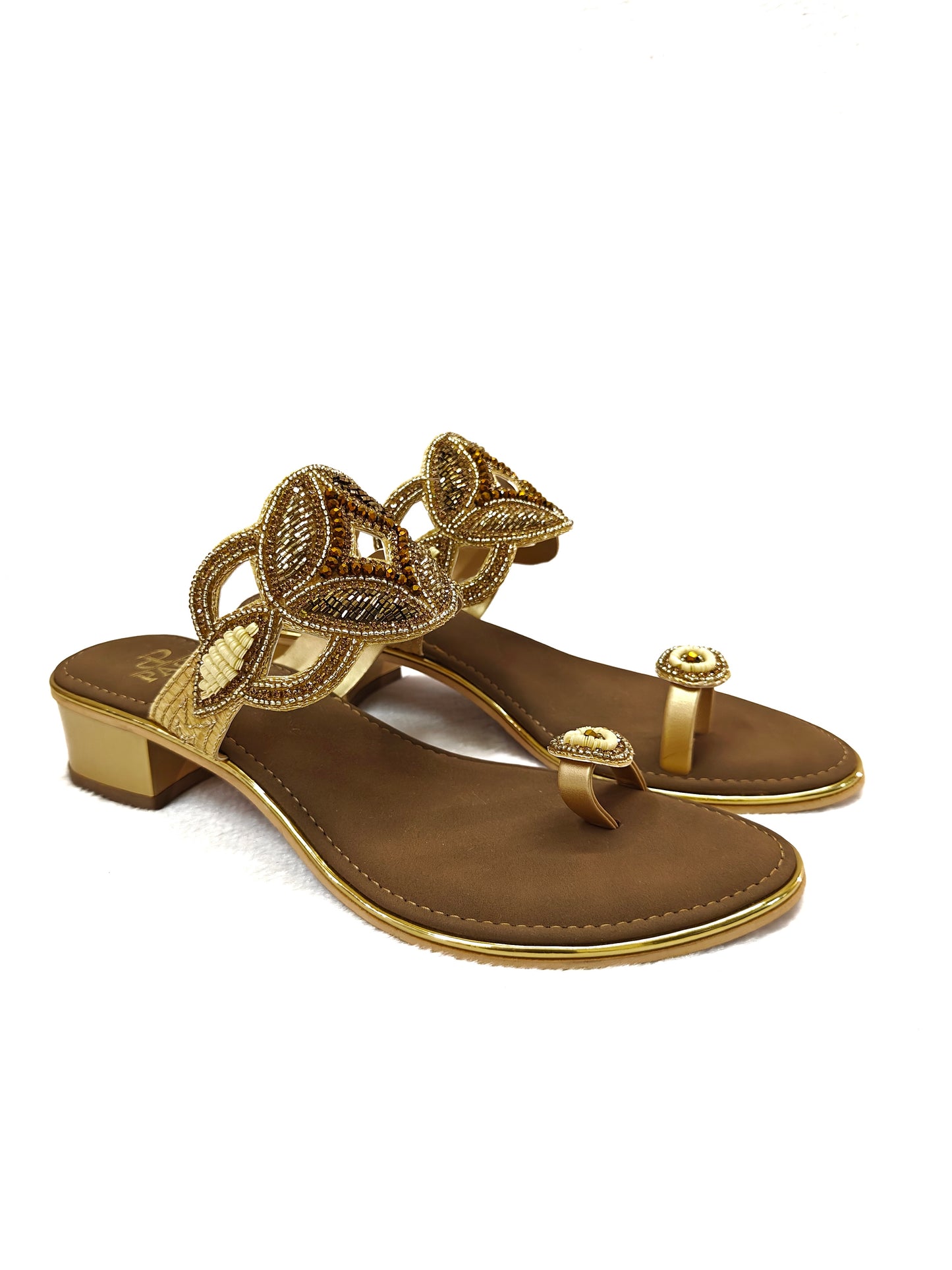 Page Golden Leaf Embellished Heels (1183).