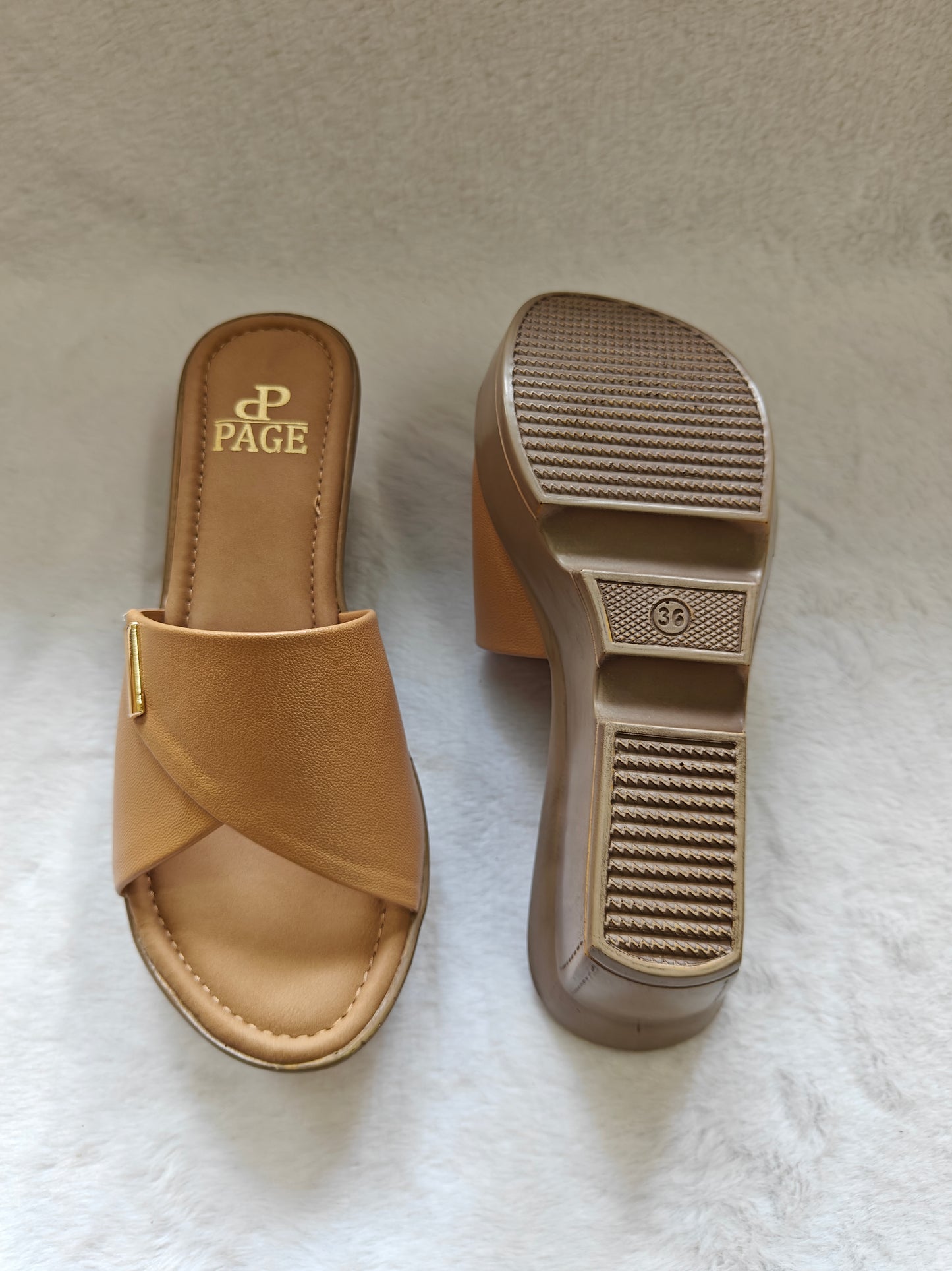 PAGE Bella Comfort Wedge Slides Chickoo (1304-2).