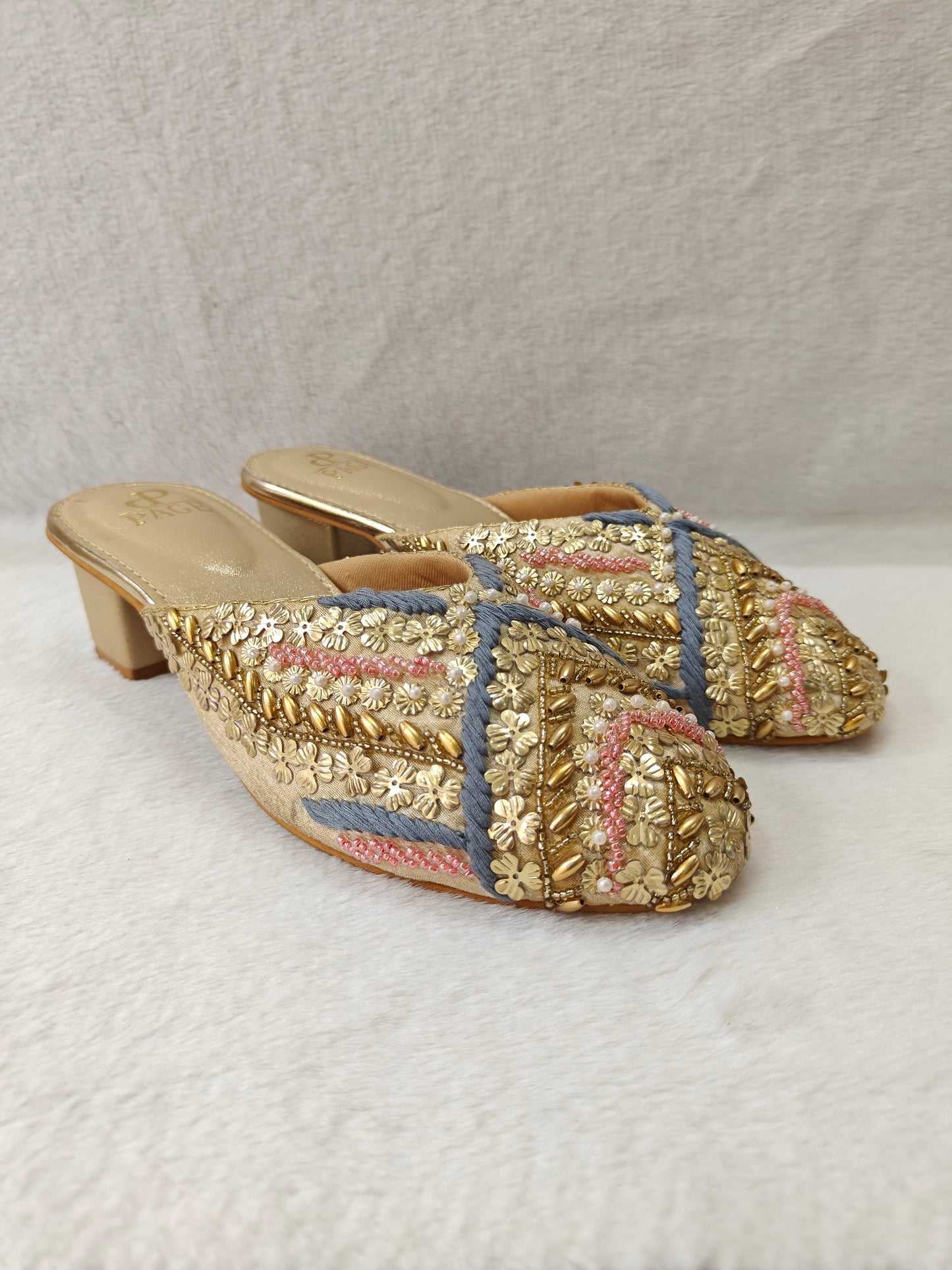 Page Royal Tapestry Block Heels Gold (1242-3).