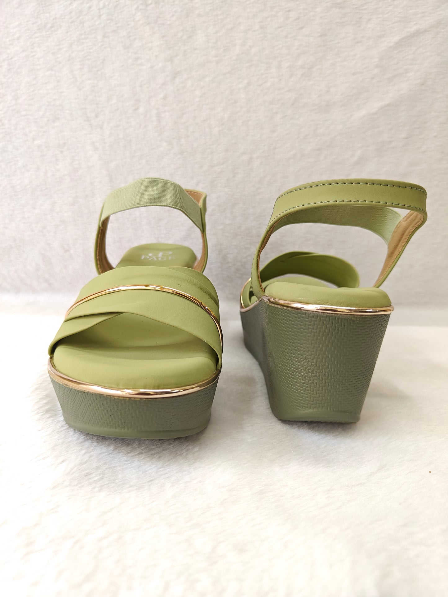 PAGE Elegant Green Wedge Sandals (1203).