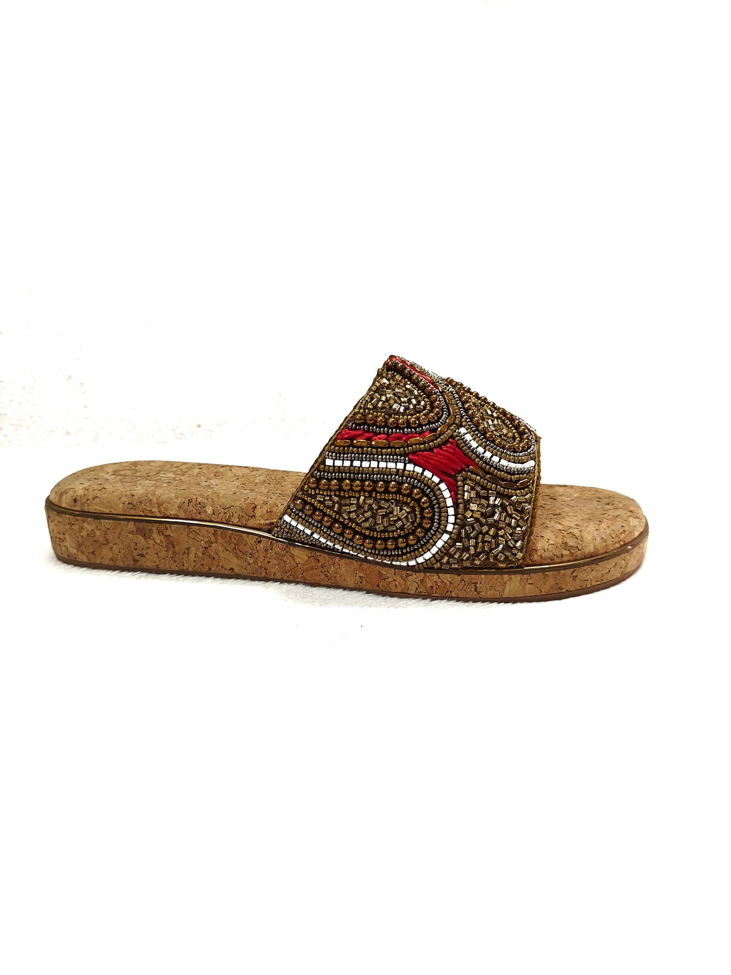 Page Pearl Cork Mosaic Slides Red (1153).