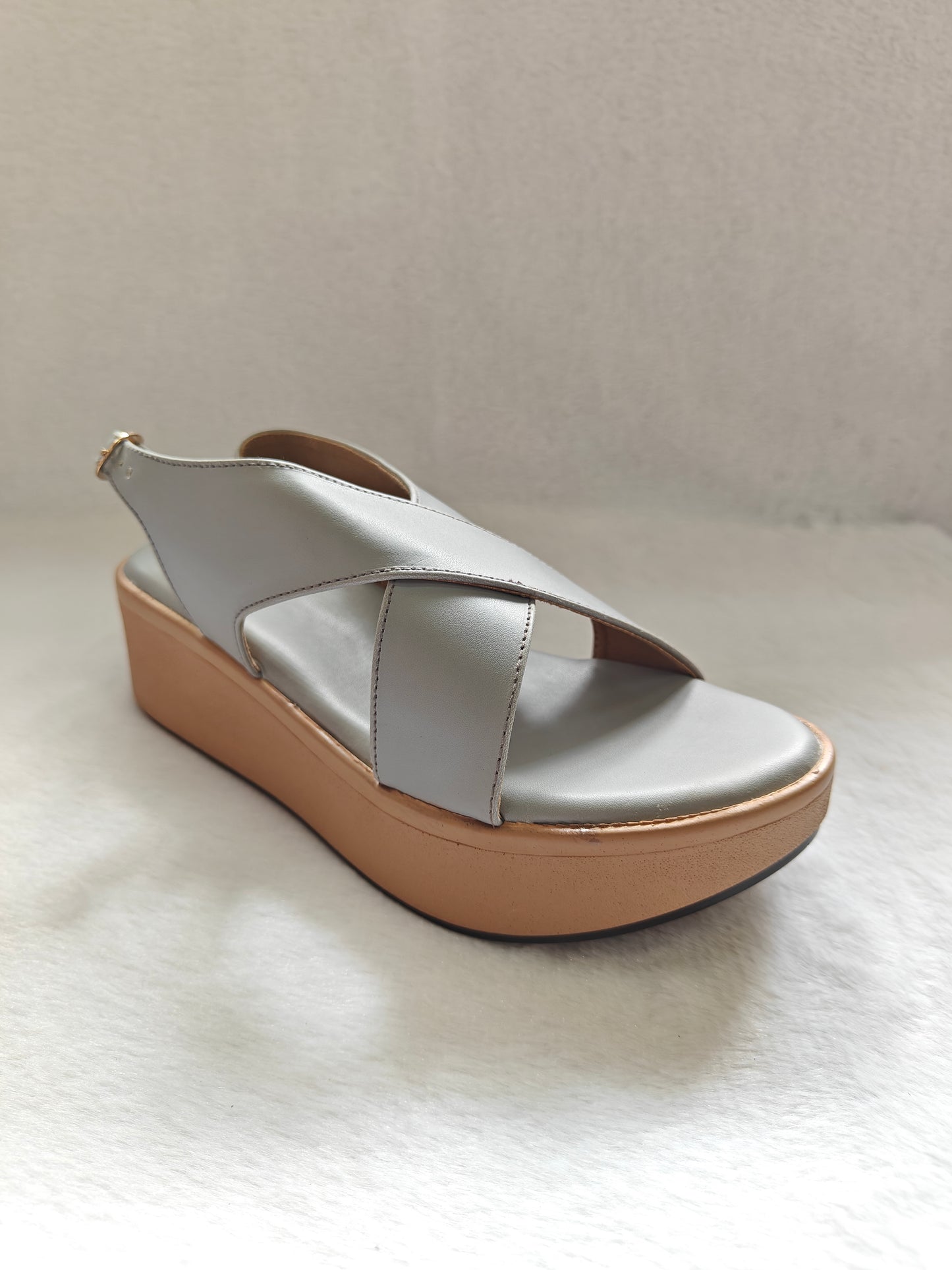 Page Cross-Strap Platform Sandals Grey (4516).
