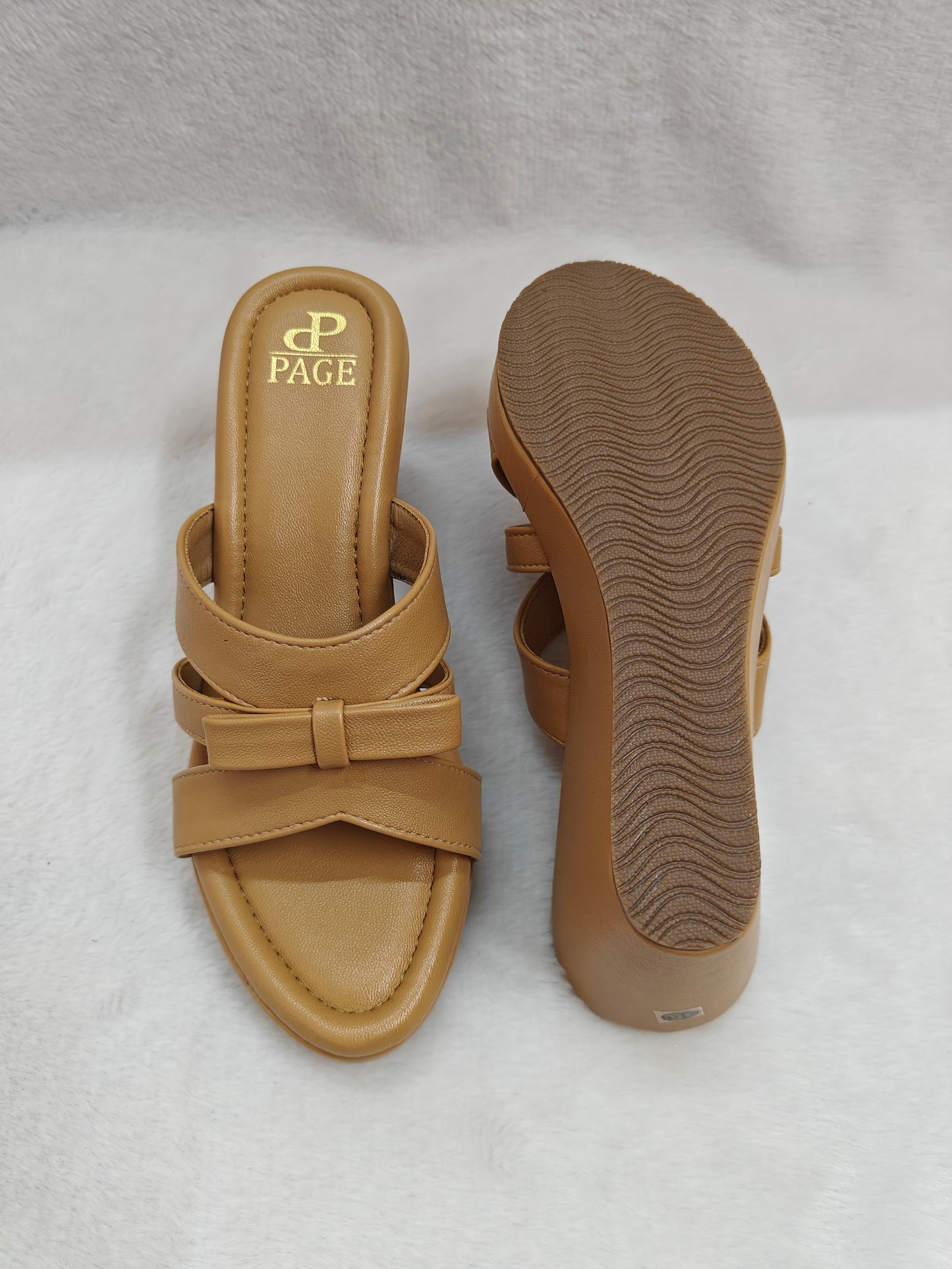 PAGE Comfort Chic Wedge heel Slip-Onss Chickoo (1320-5).