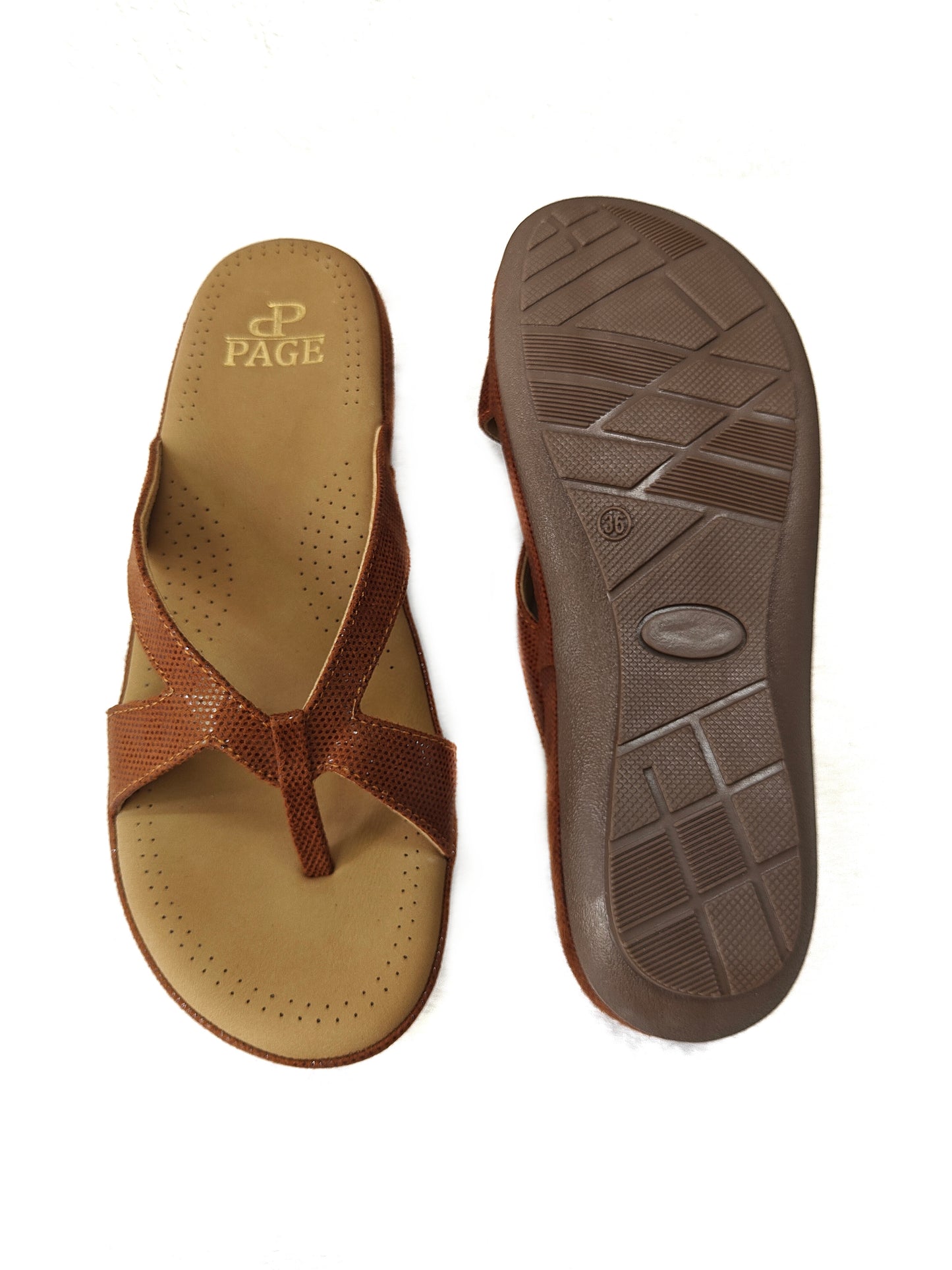 Page Cross Strap Toe Block Brown.