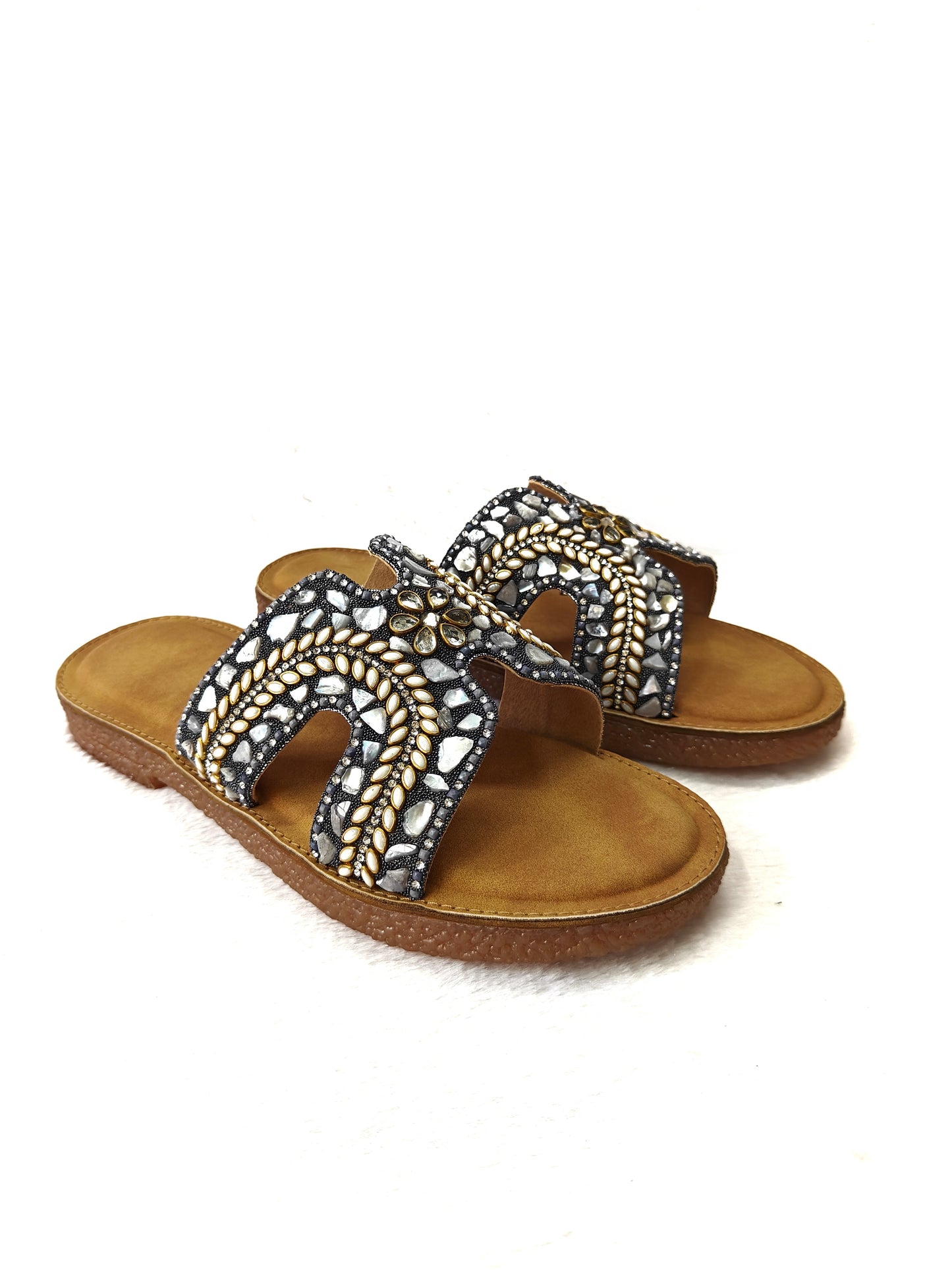 Page Royal Arch Embellished Flats Gun Metal (1332-24).