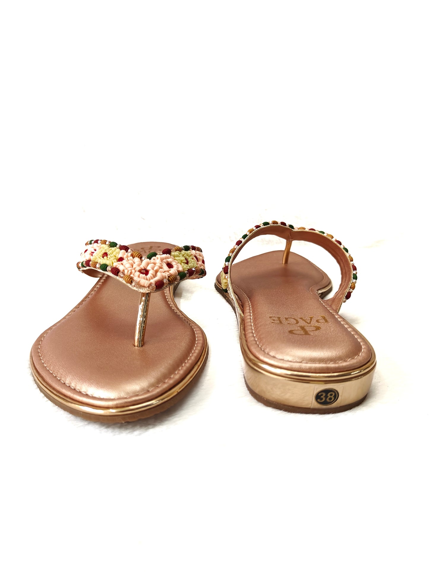 Page Blossom Weave Flats Rose Gold (1195).
