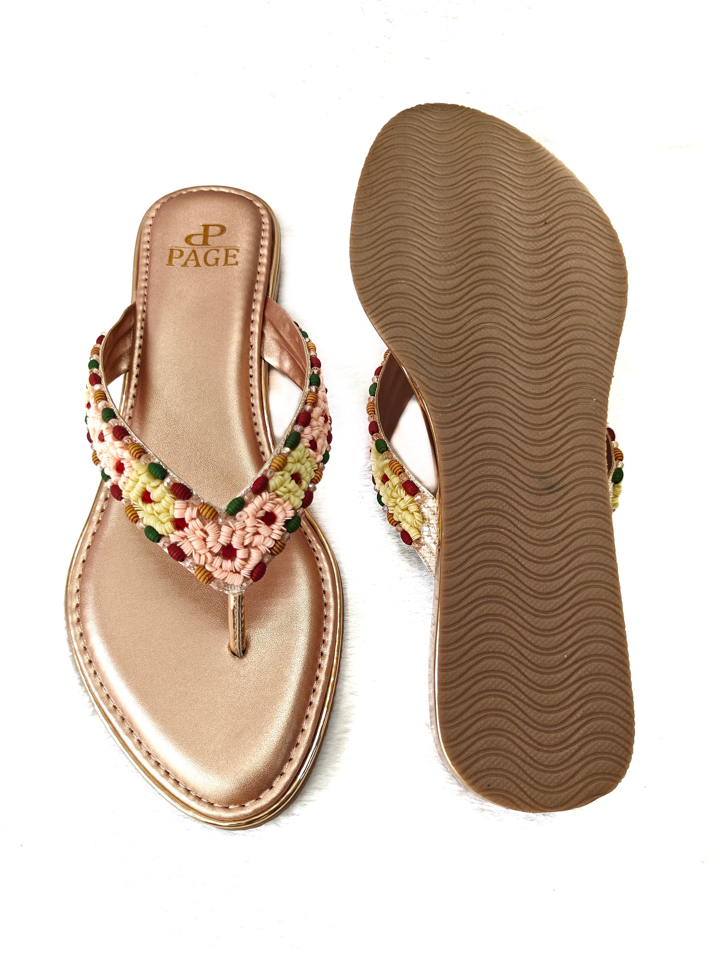 Page Blossom Weave Flats Rose Gold (1195).