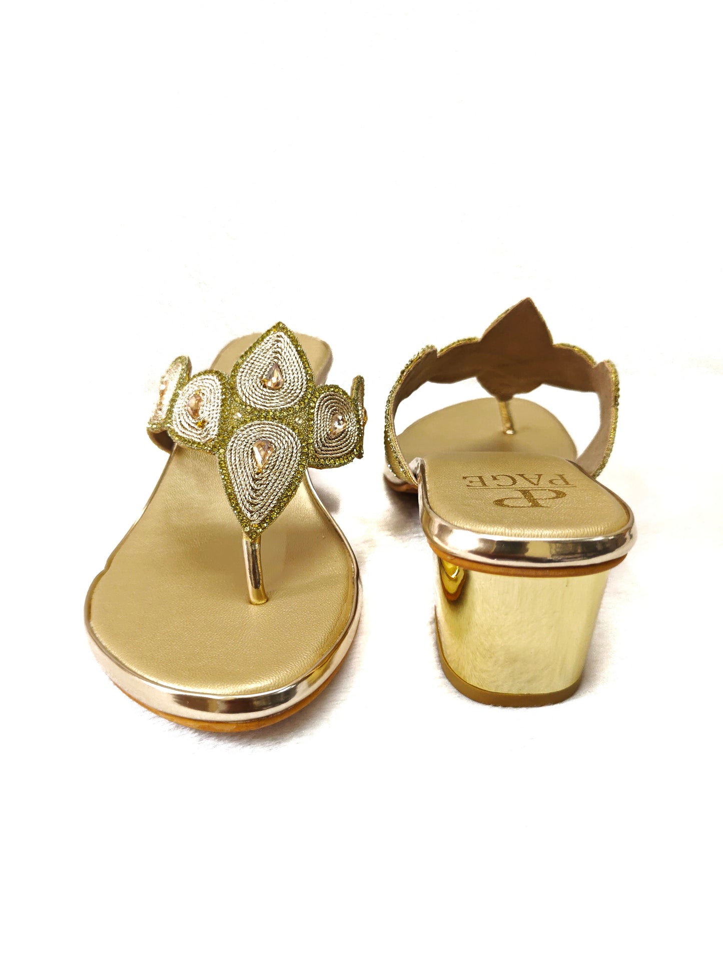 PAGE Glitz Petal Block Heel Gold (1209).