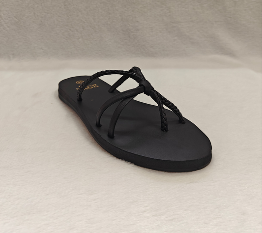 Page Braided Bliss Flat Sandals Black.