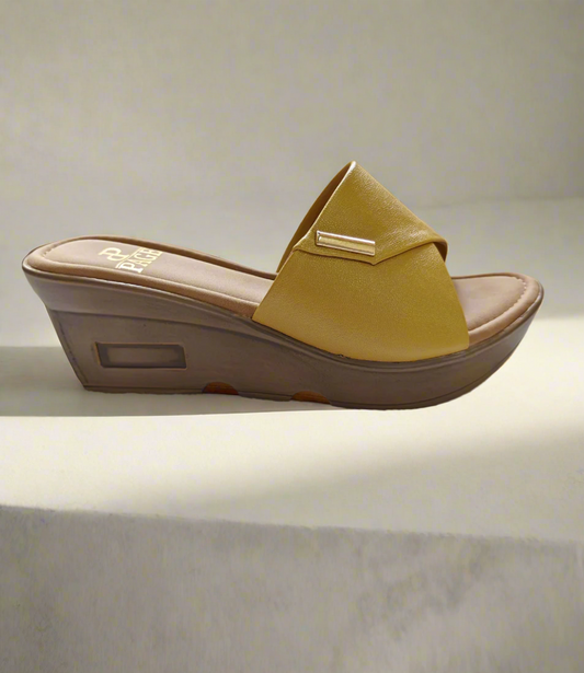 PAGE Bella Comfort Wedge Slides Yellow.
