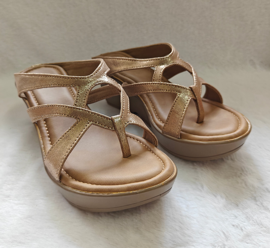 PAGE Women's Comfort Wedge Sandals Rose Gold (1306-2).