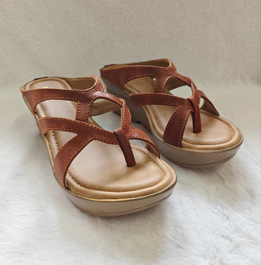 PAGE Women's Comfort Wedge Sandals Tan (1306-2).