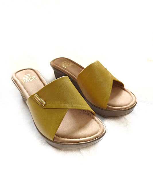 PAGE Bella Comfort Wedge Slides Yellow (1304-2).