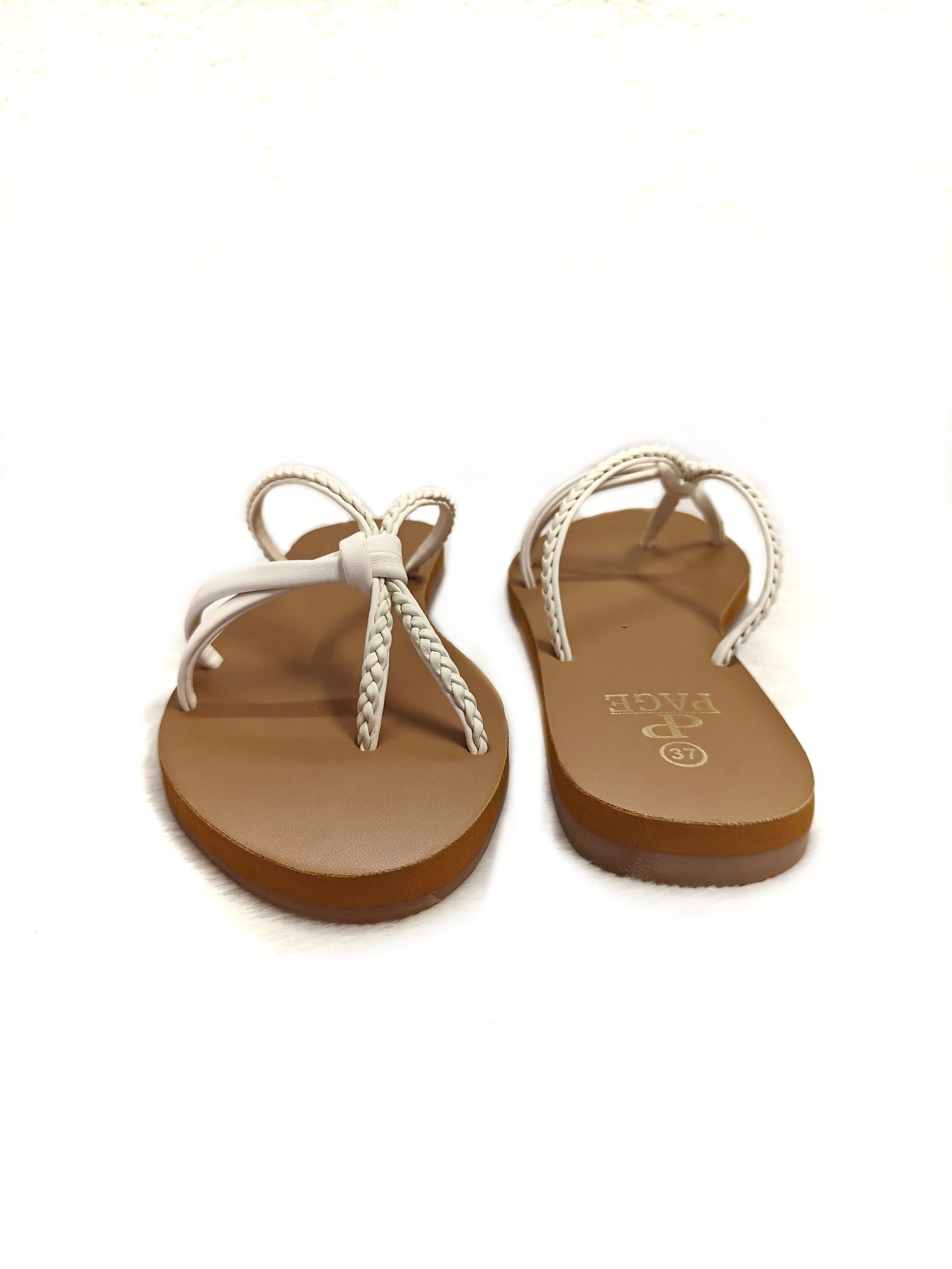 Page Braided Bliss Flat Sandals White (1212).