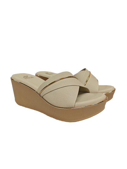 Page Luxe Curve Wedge Slides Cream (1378-6).