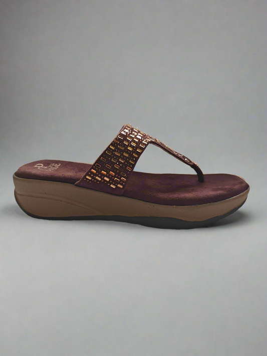 PAGE Sparkle Comfort Wedge Sandals Tan (1230).