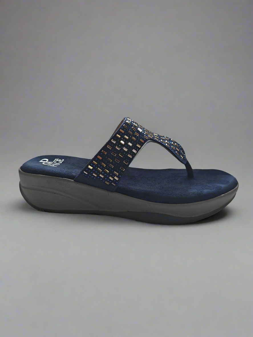 PAGE Sparkle Comfort Wedge Sandals Blue (1230).