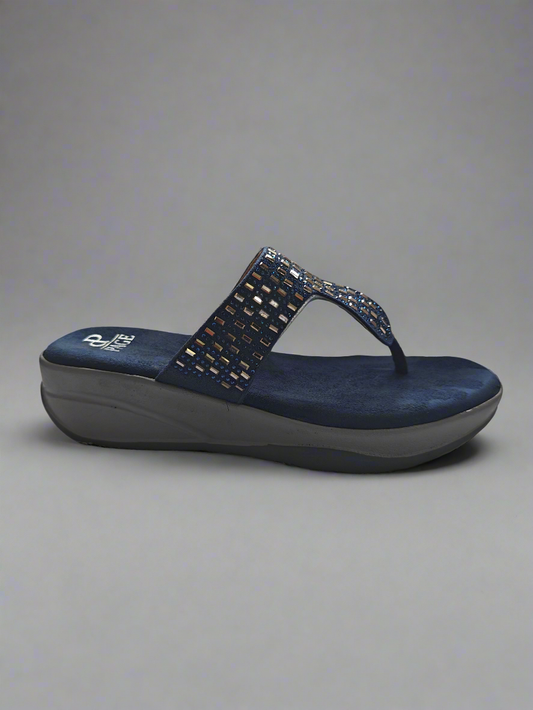 PAGE Sparkle Comfort Wedge Sandals Blue (1230).