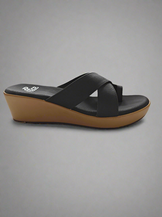 PAGE Elegant Comfort Wedge Sandals Black.