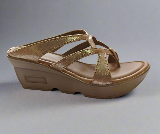 PAGE Women's Comfort Wedge Sandals Rose Gold (1306-2).