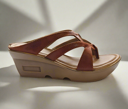PAGE Women's Comfort Wedge Sandals Tan (1306-2).