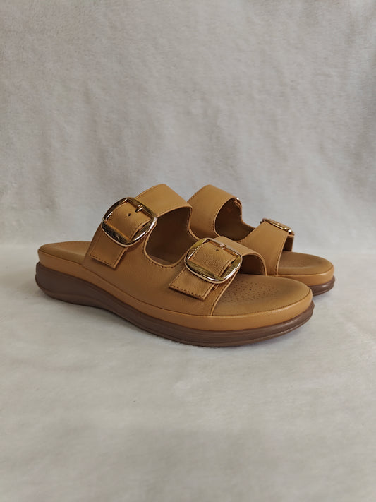Page Duet-Buckle Comfort Slides Chickoo (1416-2).