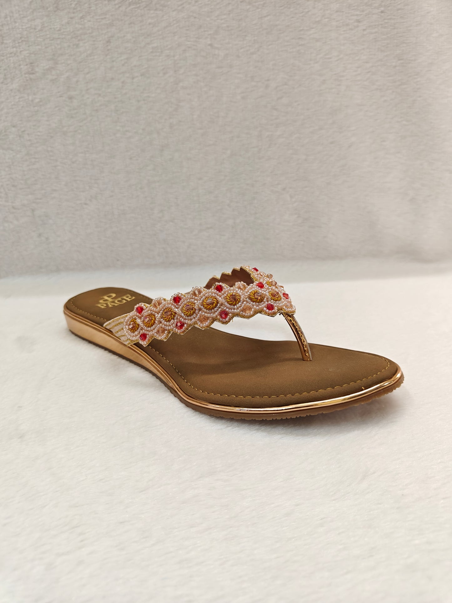 Page EthnoCharm Embellished Flats Rose Gold (1182).