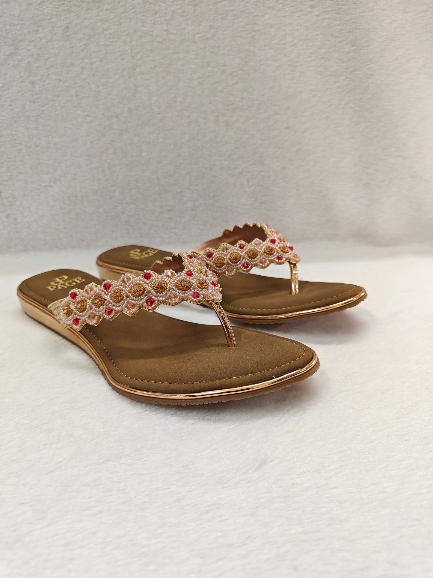 Page EthnoCharm Embellished Flats Rose Gold (1182).