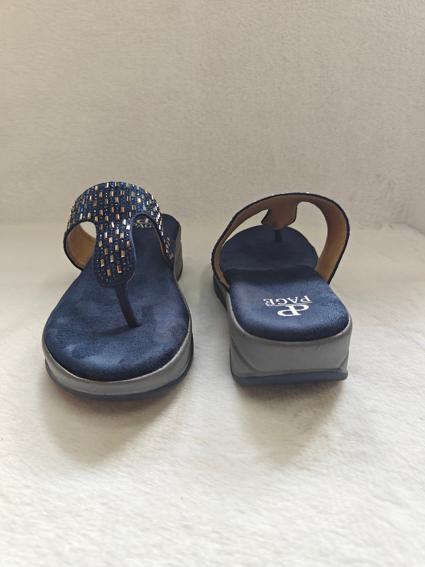 PAGE Sparkle Comfort Wedge Sandals Blue (1230).