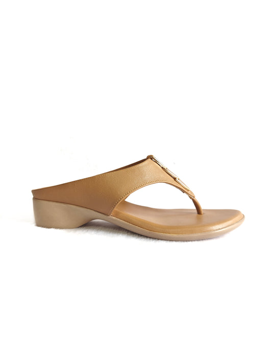 Page Luxe Charm Heeled Flats Chickoo (1380-7).