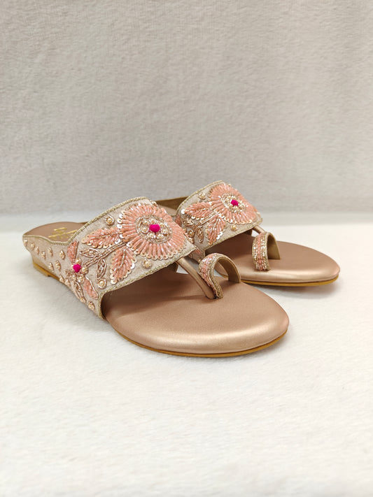 Page Blush Bloom Kolhapuri Flats Rose Gold.