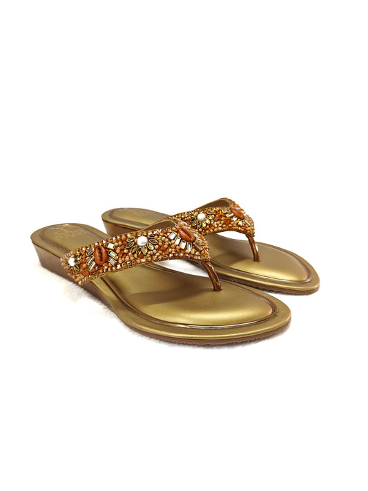 Page Blossom Embellished Wedge Sandals Antique.