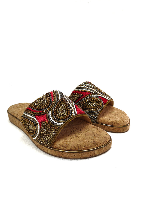 Page Pearl Cork Mosaic Slides Red.