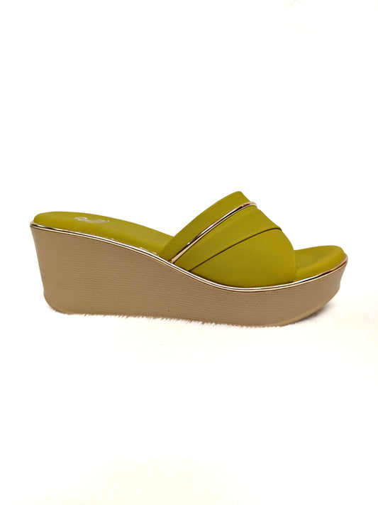 Page Luxe Curve Wedge Slides Yellow (1378-6).