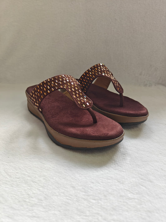 PAGE Sparkle Comfort Wedge Sandals Tan (1230).