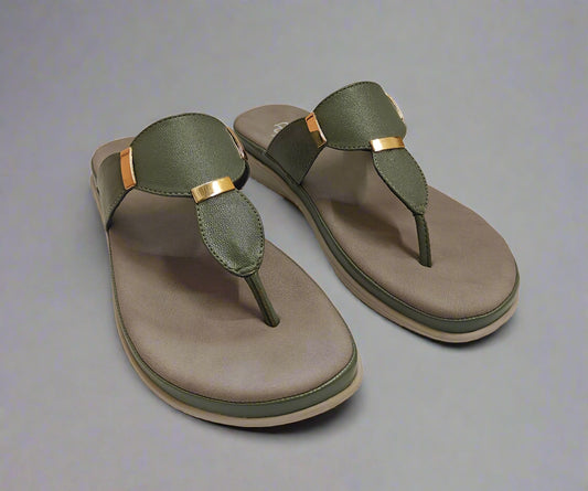 Page Luxe Comfort Toe-Block Sandals – Olive Green.