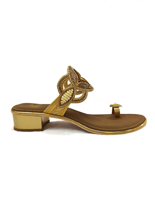 Page Golden Leaf Embellished Heels.