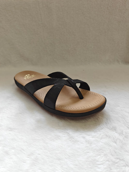 Page Cross Strap Toe Block Black (1284-2).
