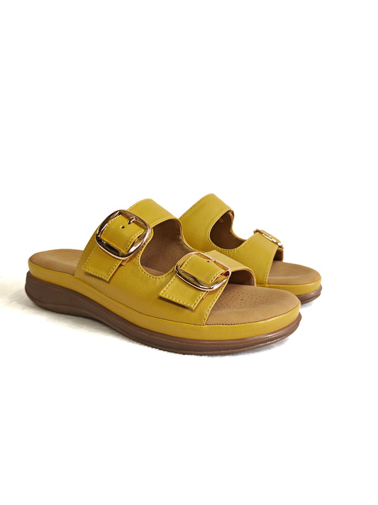 Page Duet-Buckle Comfort Slides Yellow (1416-2).