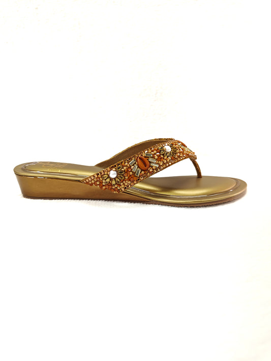Page Blossom Embellished Wedge Sandals Antique.