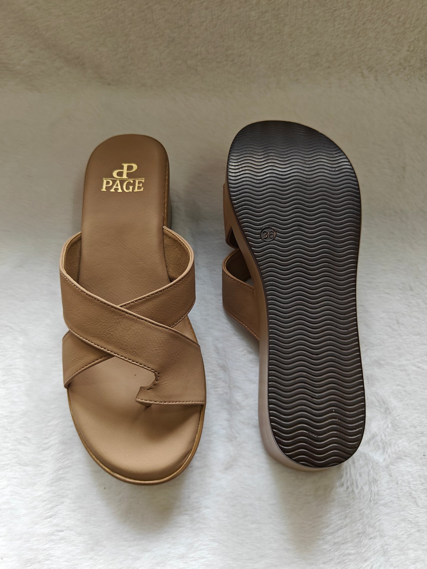 PAGE Elegant Comfort Wedge Sandals Chickoo (1316-2).
