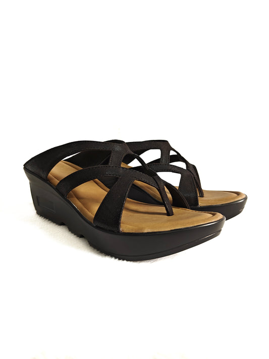 PAGE Women's Comfort Wedge Sandals Black (1306-2).