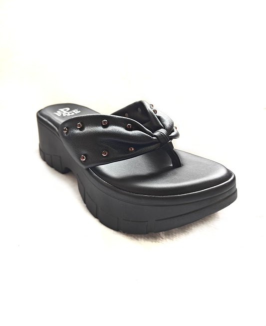 Page Luxe Platform Knot Sandals Black.
