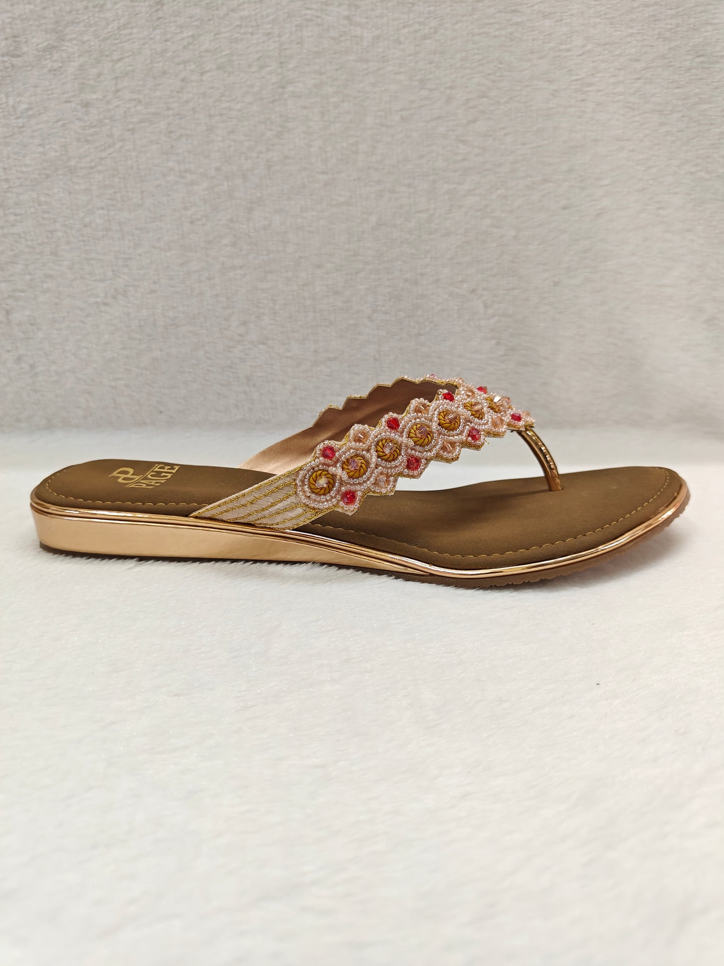 Page EthnoCharm Embellished Flats Rose Gold (1182).