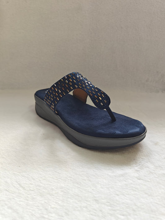 PAGE Sparkle Comfort Wedge Sandals Blue (1230).