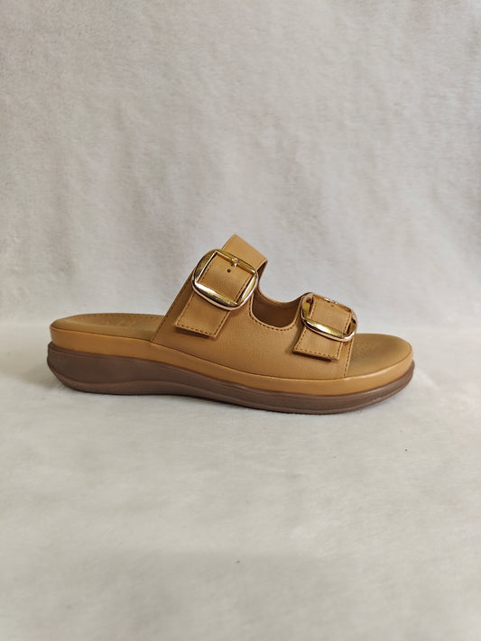 Page Duet-Buckle Comfort Slides Chickoo (1416-2).