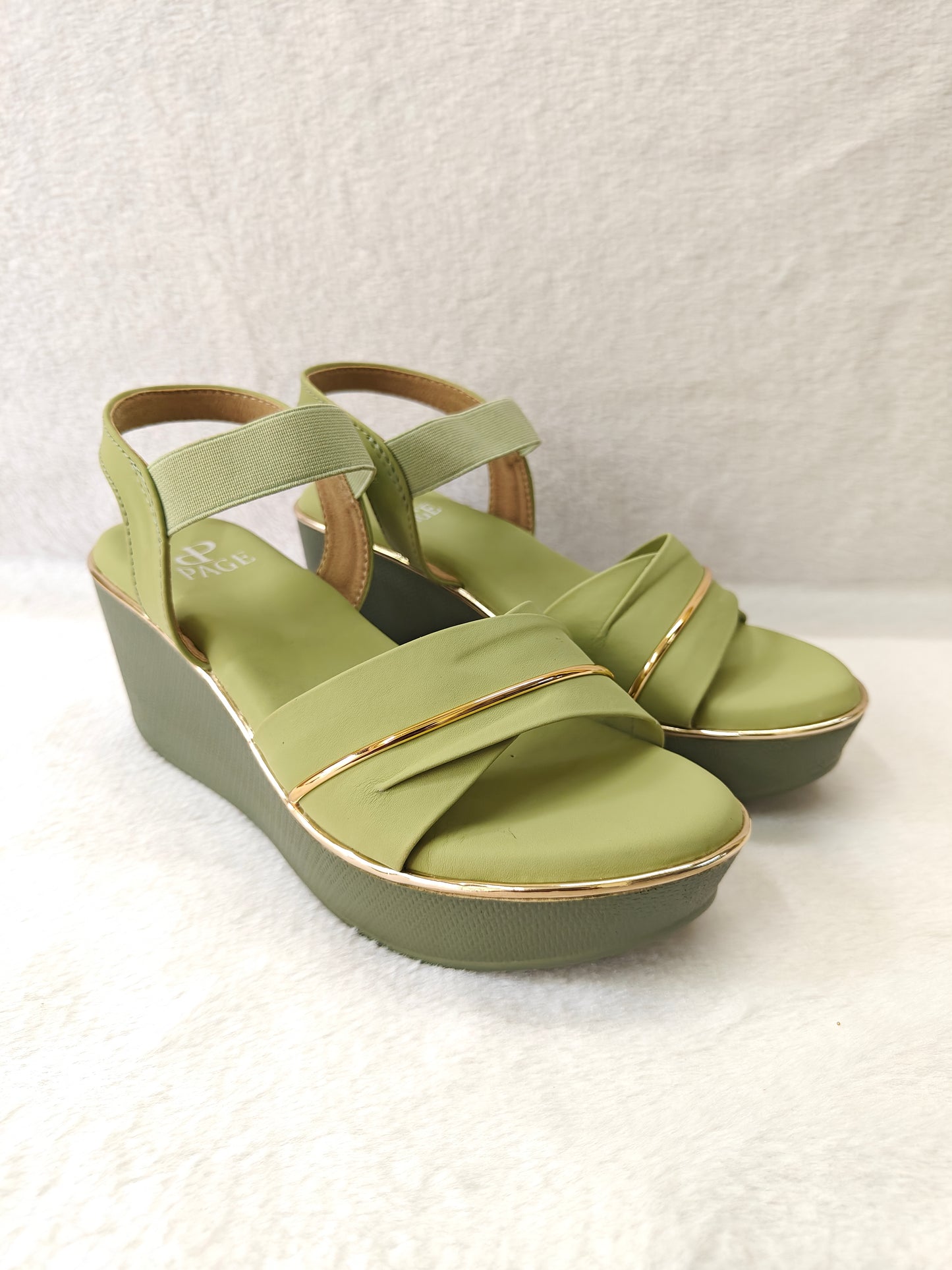 PAGE Elegant Green Wedge Sandals (1203).
