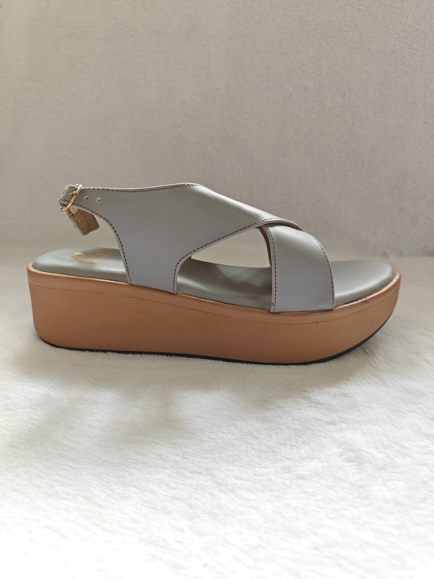 Page Cross-Strap Platform Sandals Grey (4516).