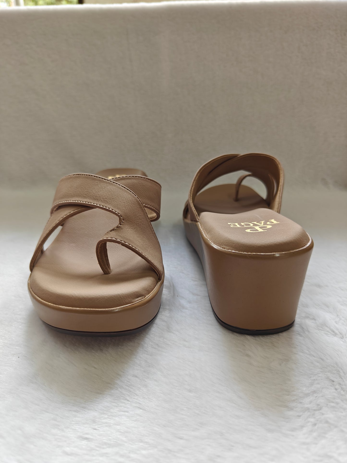 PAGE Elegant Comfort Wedge Sandals Chickoo (1316-2).