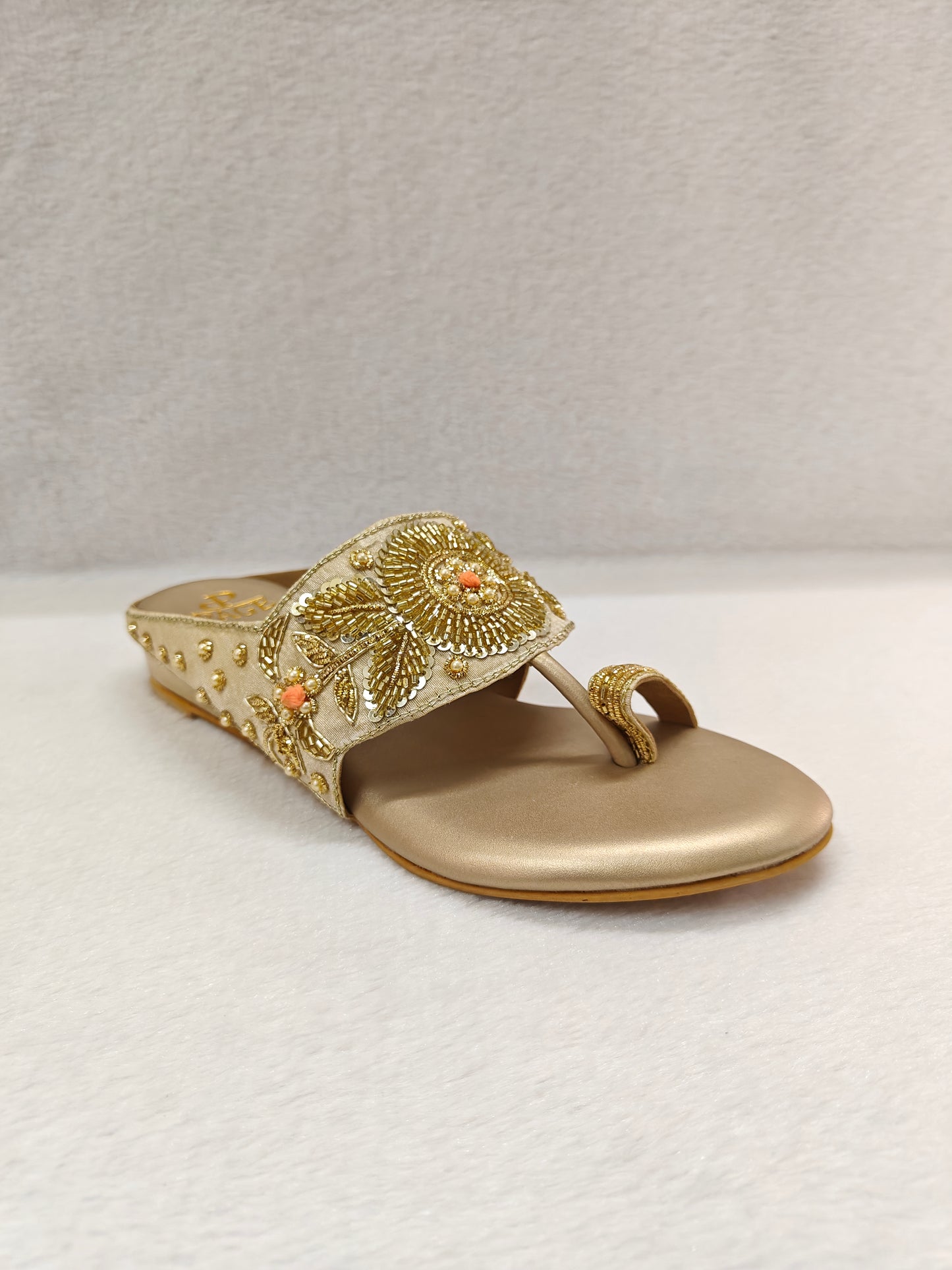 Page Blush Bloom Kolhapuri Flats Gold.
